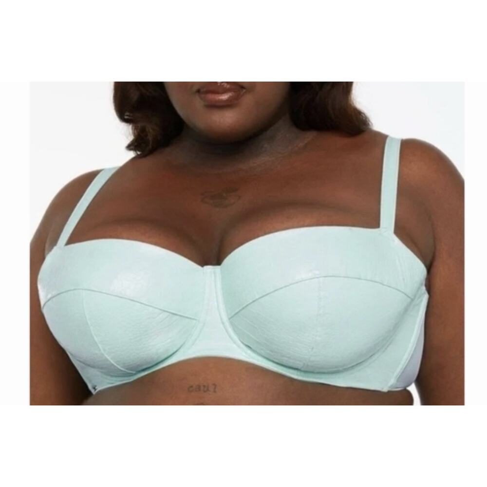 Savage X Fenty Queen Of The Galaxy Low Balconette Bra 40DDD Aqua Croc NWT